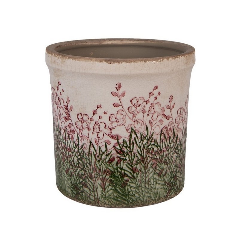 Vaso vintage decorato con piante e fiori